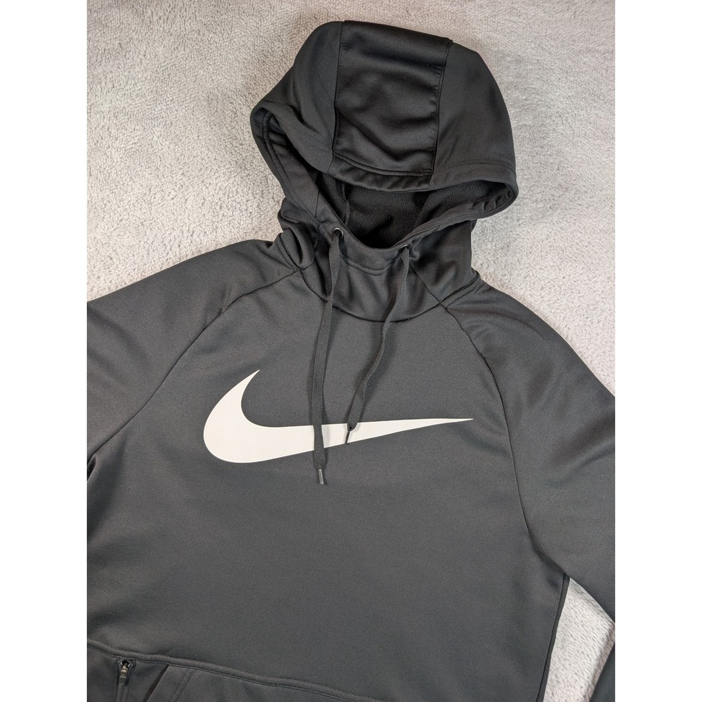 Nike Mens Therma-FIT Training Hoodie Black White Swoosh CU6238-010 Size M - Picture 1 of 8